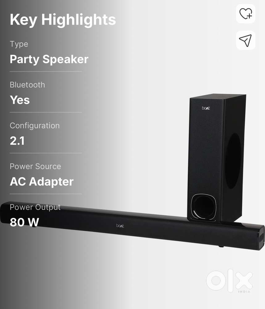 boAt Aavante Sound Bar with Subwoofer 80 watt Bluetooth