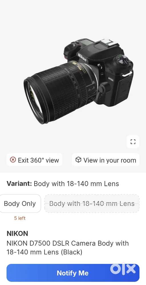 Nikon D7500 DSLR camera with accessories