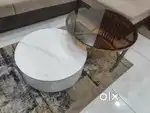 Luxurious Two piece round Sofa center table with storage