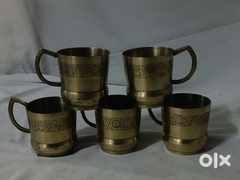 Antique pure brass solid heavy cups 9 cm.
