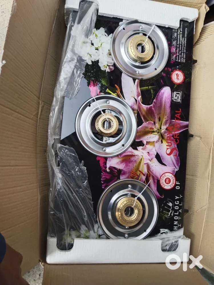 3 Burner glass top gas stove