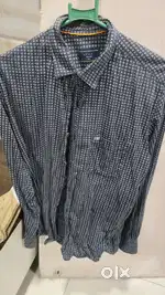 Peter England Black Shirt with White Dots – Stylish & Branded