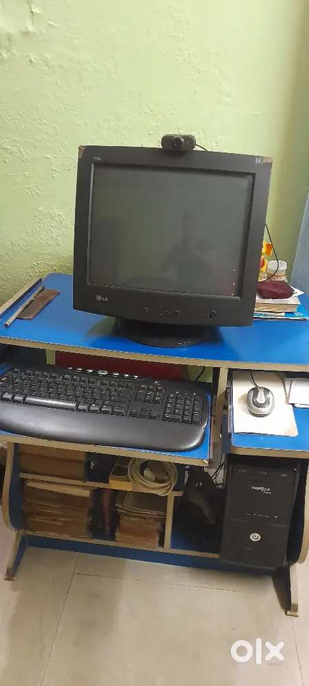 Monitor and CPU along with TV tuner, keyboard, and mouse