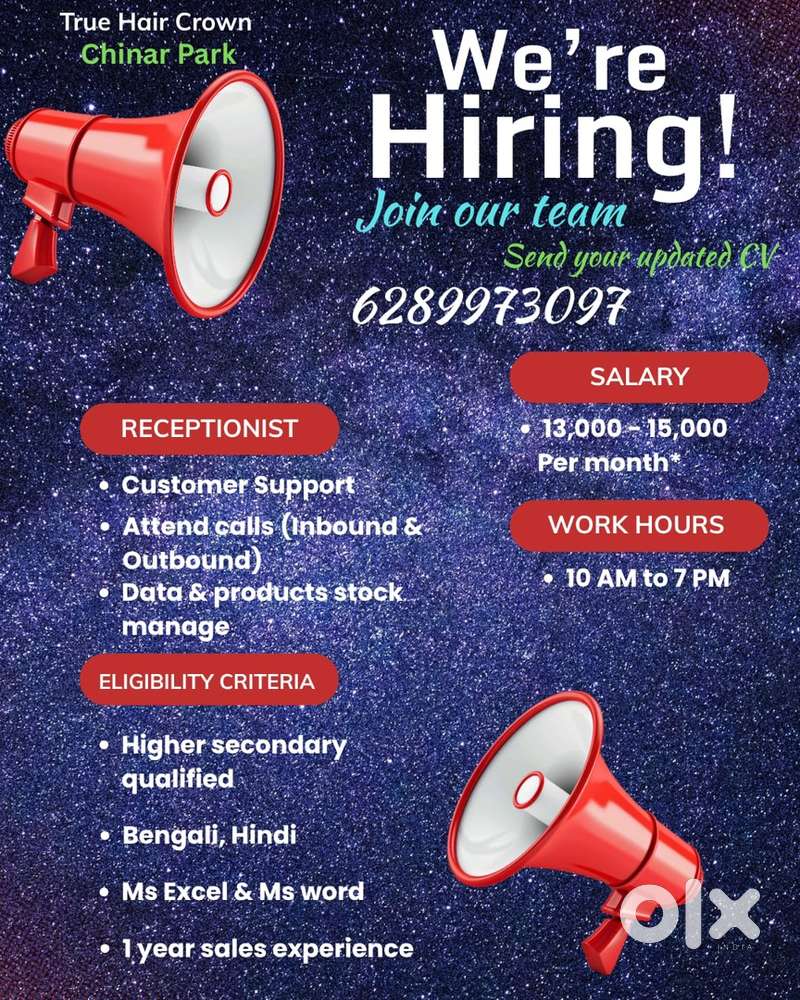 Receptionist and Sales Executive