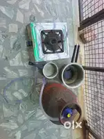 NEW one stove chulha with gas cylinder pipe regulator and 2 patila