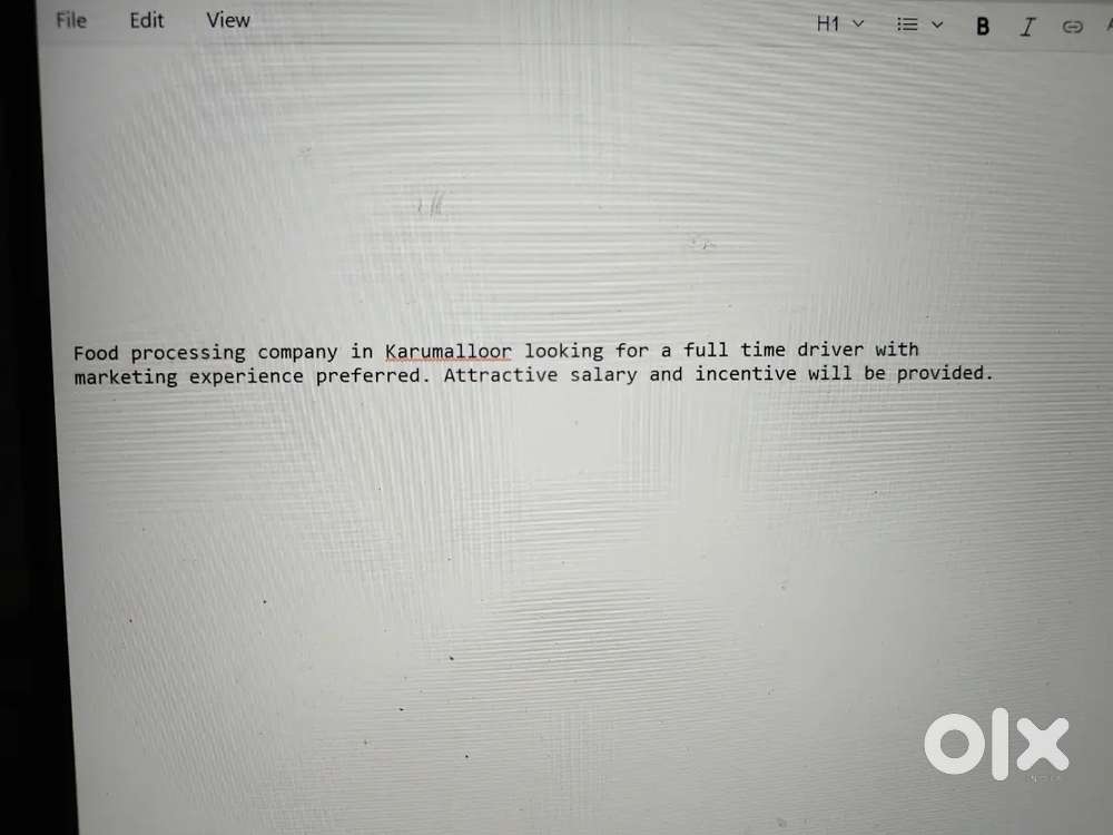 Food processing company looking for a driver