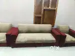 Sofa - cream and red