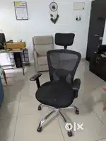 Office chair with adjustable headrest, lumbar support and armrest