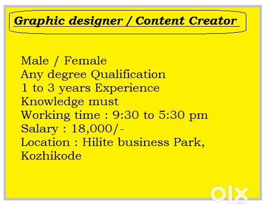 Graphic designer / Content Creator - Hilite Business park