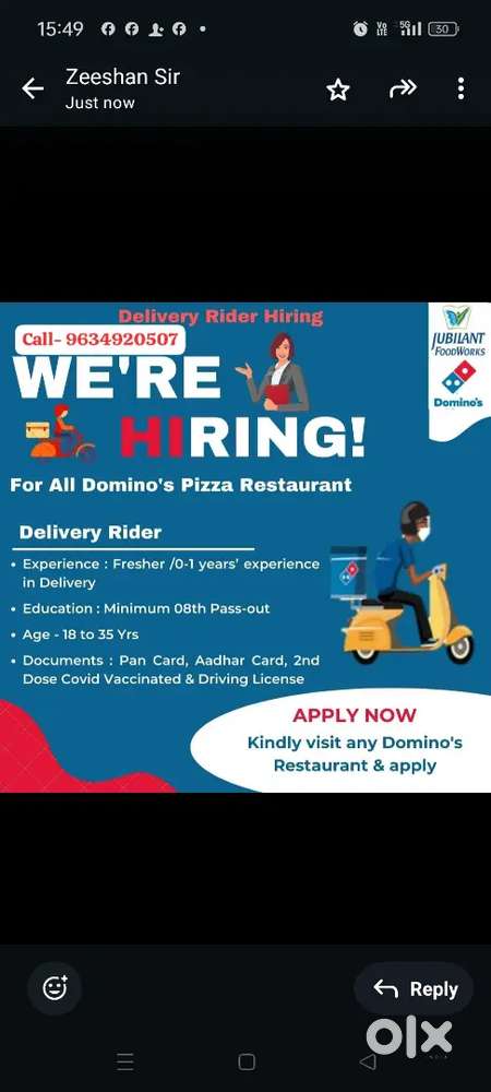 Delivery boy Requirements