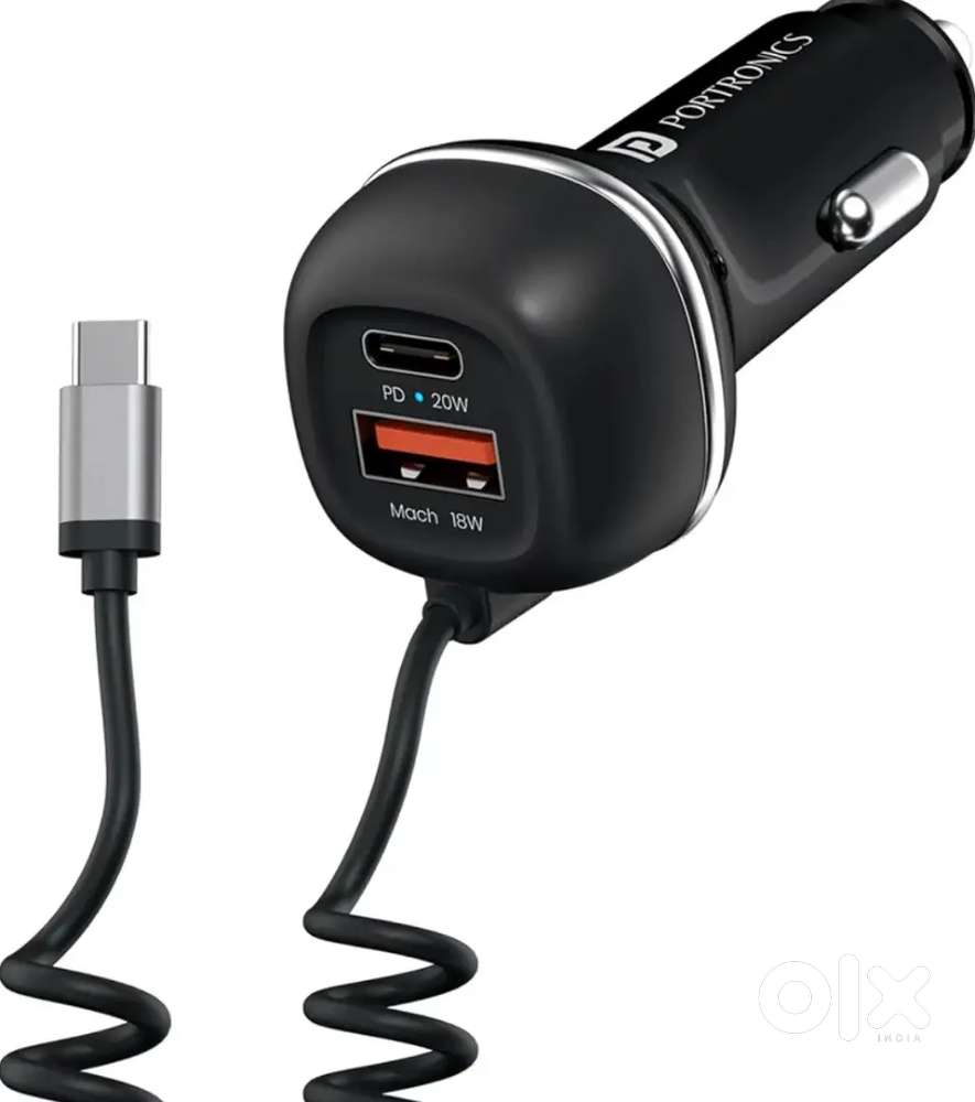 Portronics 71W Car Power Fast Charger – 20W USB-C PD + 18W QC