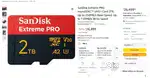 SANDISK EXTREME PRO 2TB MEMORY CARD SDXC UHS1 U3 V30 A2 4K UHD 250Mb/s