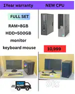 Hard disk - 500GB  monitor  keyboard mouse  2GB Graphics  Free Instal
