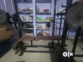 Used Complete home gym setup in which one can do bench press, shoulder press, pullups, pull downs, l...