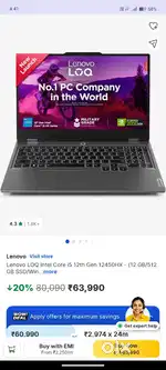 Lenovo Loq i5 12gen laptop