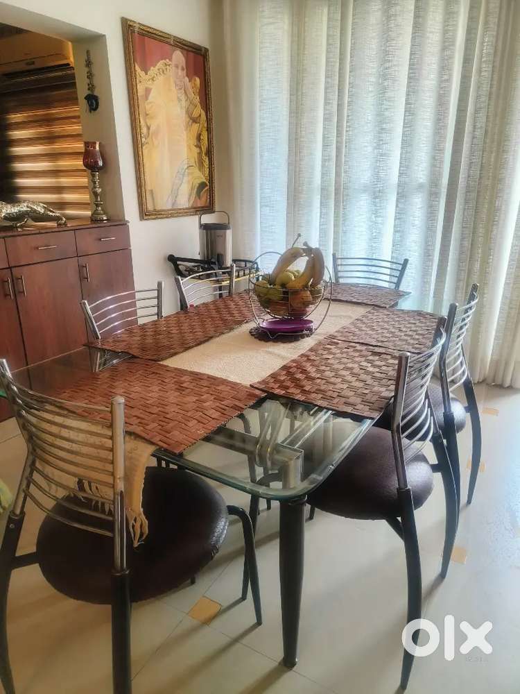 6 seater dining table with glass top