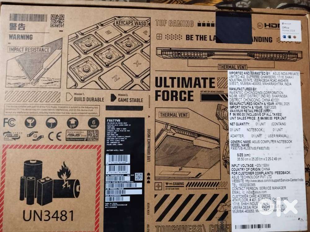 New laptop 5fkb6s2d.  Asus tuf gaming f16