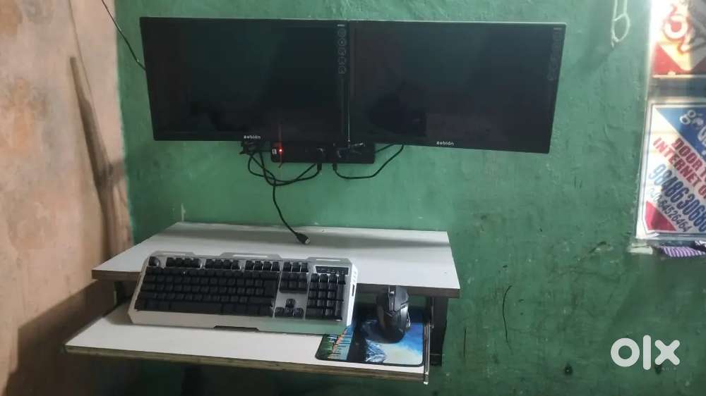 Dual Monitor Setup with Table