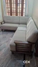 Fab Home Siroco L Shape Sofa Beige.