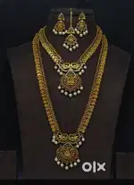 Lakshmi Devi 1 Gram Gold Temple Jewellery Set – Bridal Look with Pearl