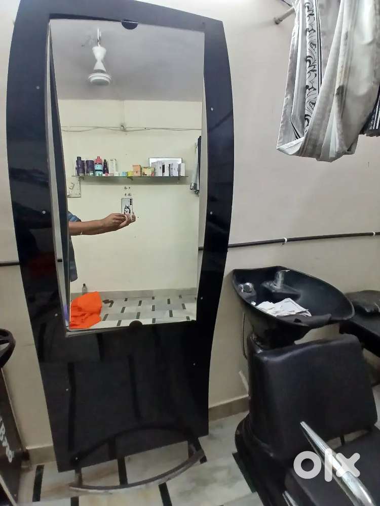 Saloon mirror with metal frames [2] shampoo station and massage bed