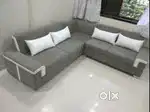 sat. offer buy new sofa 8499, L size sofa 13990/- EMI vala