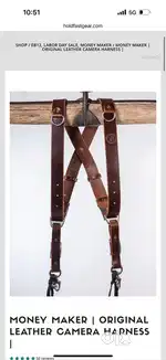 CAMERA BELT  MONEY MAKER  ORIGINAL LEATHER CAMERA HARNESS
