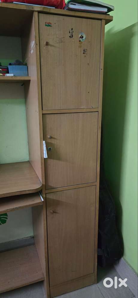 Computer Desk with Book Shelves and 3-Door Storage Cabinet
