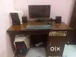 LG company computer with cpu, monitor, mouse, keyboard, boofer