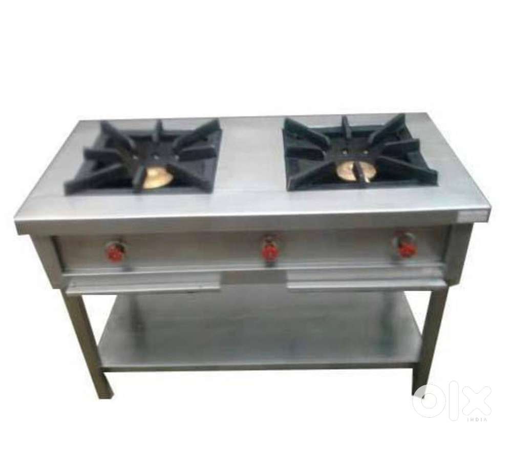 Commercial two burner steel stove
