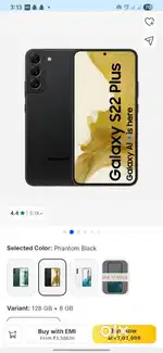 S22 plus 8.128 gb with bill box indian top condition