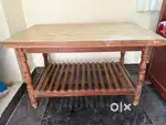 1. Wooden Teak Table with Storage Shelf. 2.Wooden Table Base / Stand
