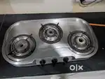 3 burner gas chulha