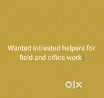 Wanted helpers for field work and  ac washing Machine repair service