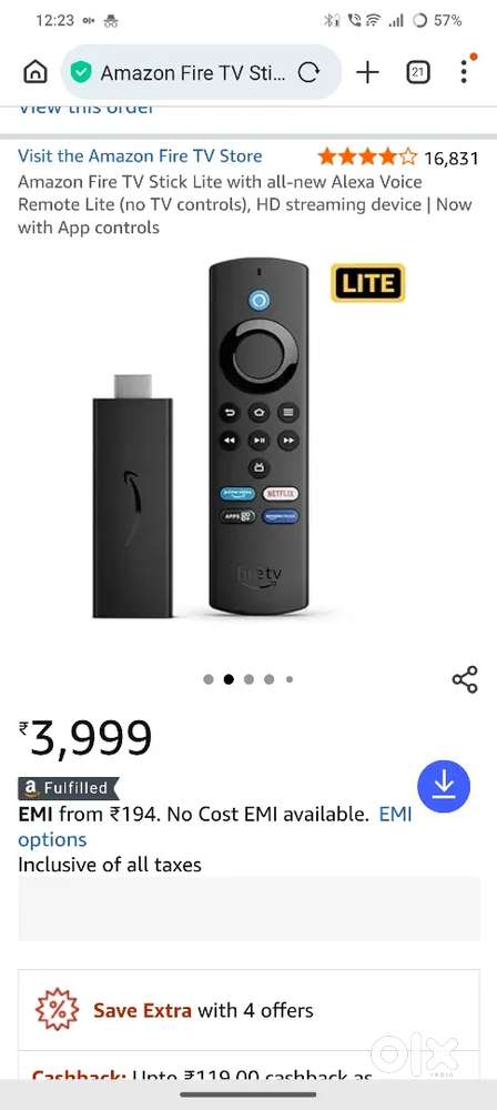 Amazon Fire TV Stick Lite with all-new Alexa Voice Remote Lite HD