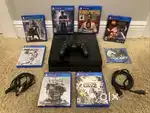Sony PS4 PlayStation 4 Slim 500GB Black Console Bundle WCords & Games