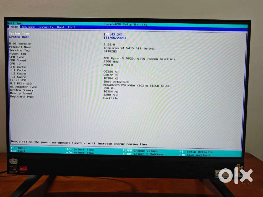 DELL AIO Desktop (AMD 5625U, 6 Core, 16GB, 512 GB, 24”), in Warranty