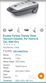 Eureka forbes vacuum cleaner