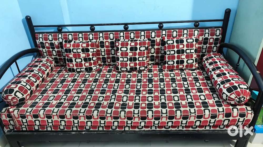 Wrought iron sofa cum bed(price negotiableif you like it)