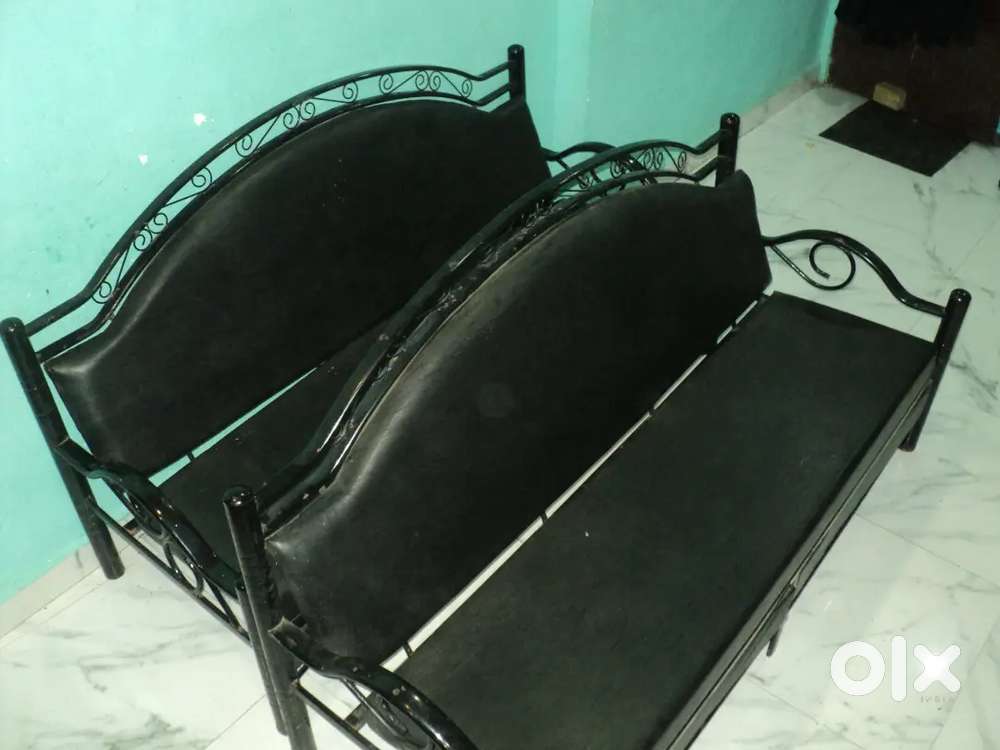 Sofa-Stylish Black Metal 4-Seater Sofa Set (2 Pieces) – ₹6999 Total