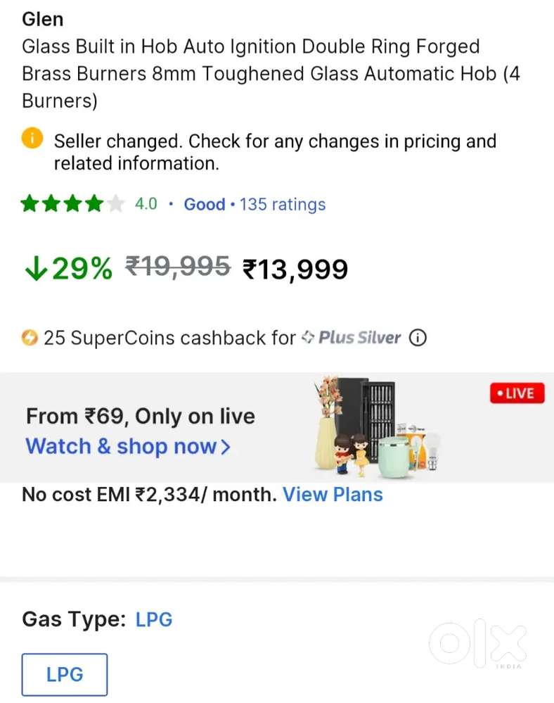 Automatic Hop Top Gas 4 Burner Glen