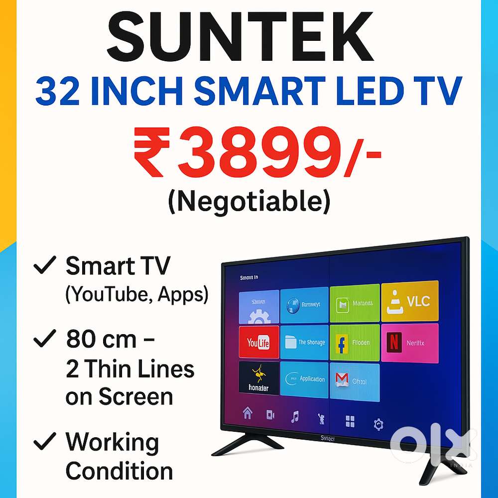 Suntek 32 Smart LED TV – Fully Working, Only 2 Thin lines on screen