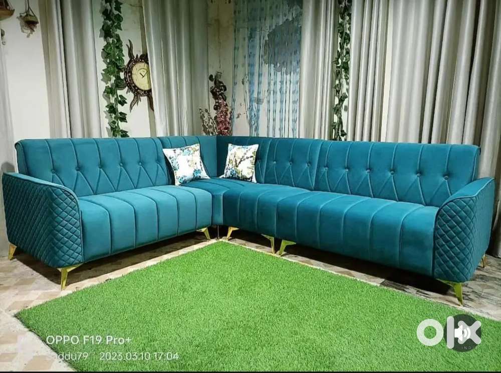 L shape sofa set with beautiful colour and designing handle