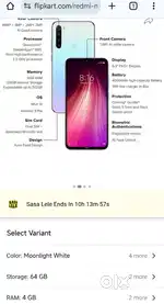REDMI NOTE 8 4GB RAM 64 ROM