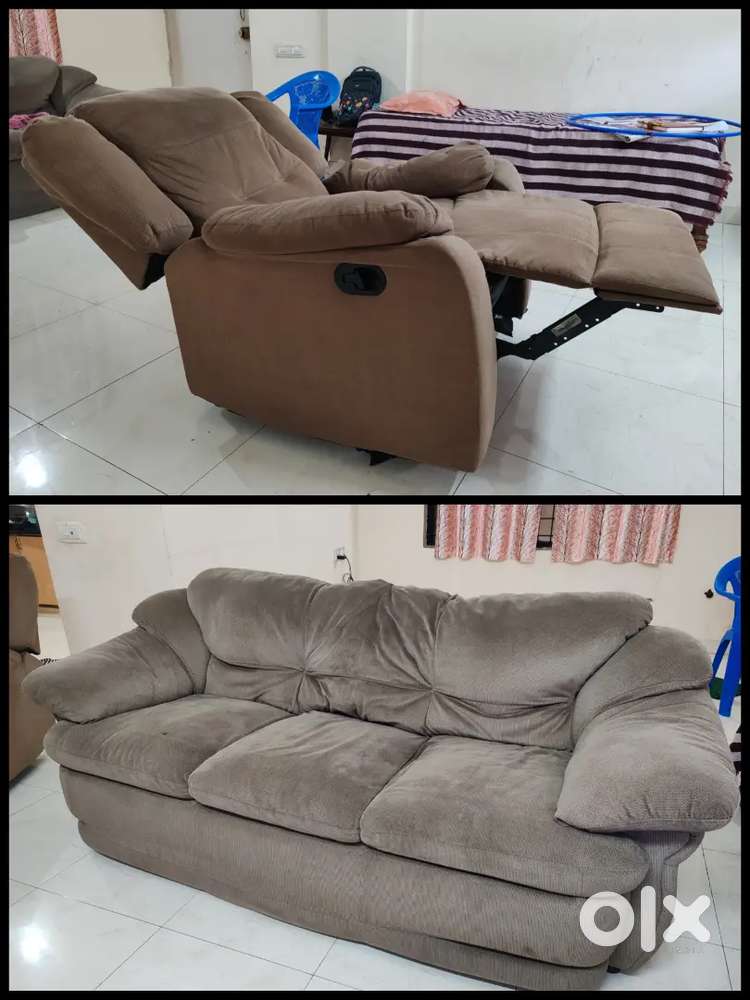 3 seater sofa + single seater Recliner (home center product 5yrs old)