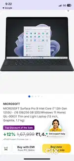 Microsoft surface pro 9 open box