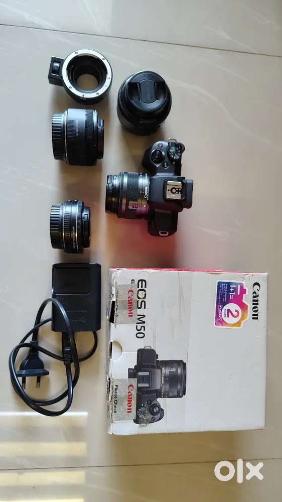 Canon m50 with 3 lens and adaptor