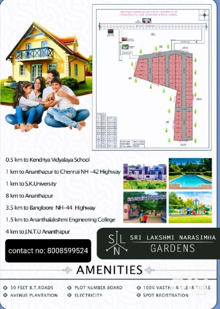 Kandukuru road low budget open plots in sku university