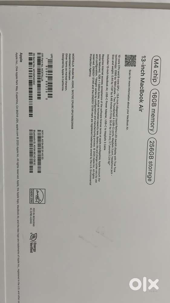 Mac Air M4, 16/256GB