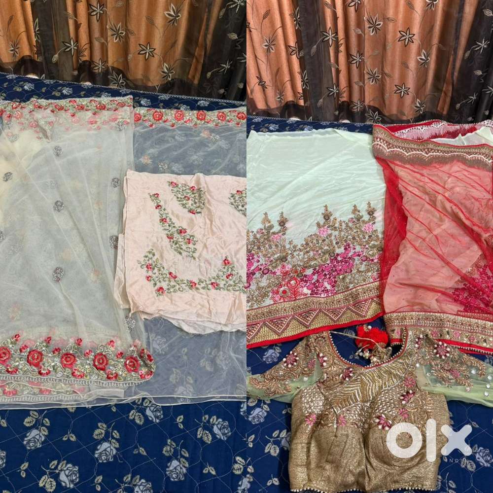 TWO UNUSED DESIGNER SOFT NET SAREES
